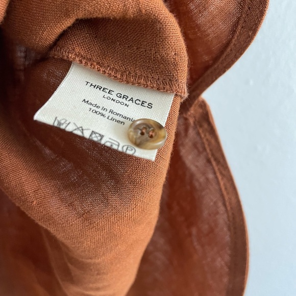 Three Graces London Linen Tank Top Rust Brown size 8 100% linen - Picture 8 of 9